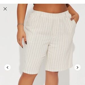 Women's White Striped Shorts